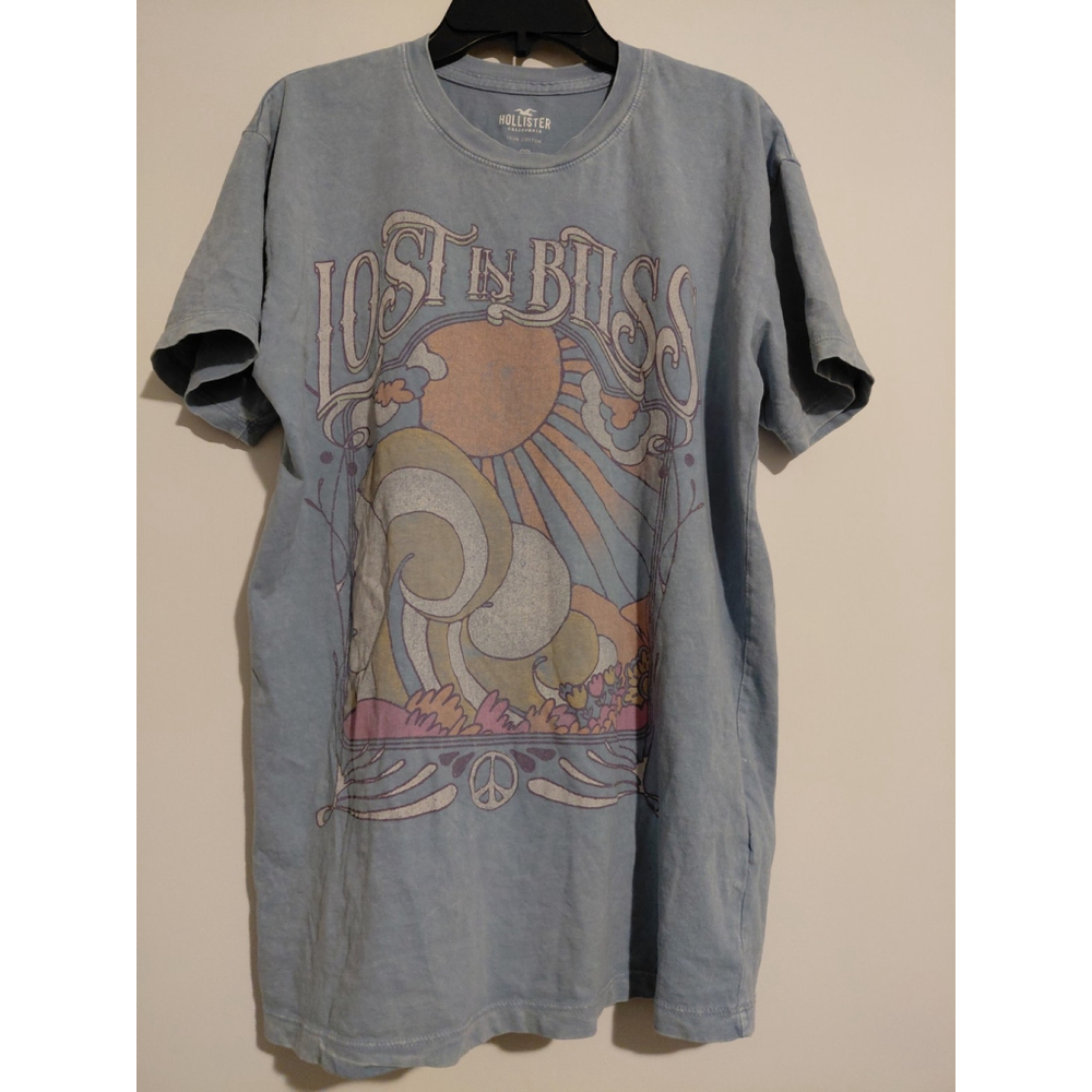 Vintage Hollister Graphic Short Sleeve Ladies XS T-Shirt Blue Lost In Bliss
